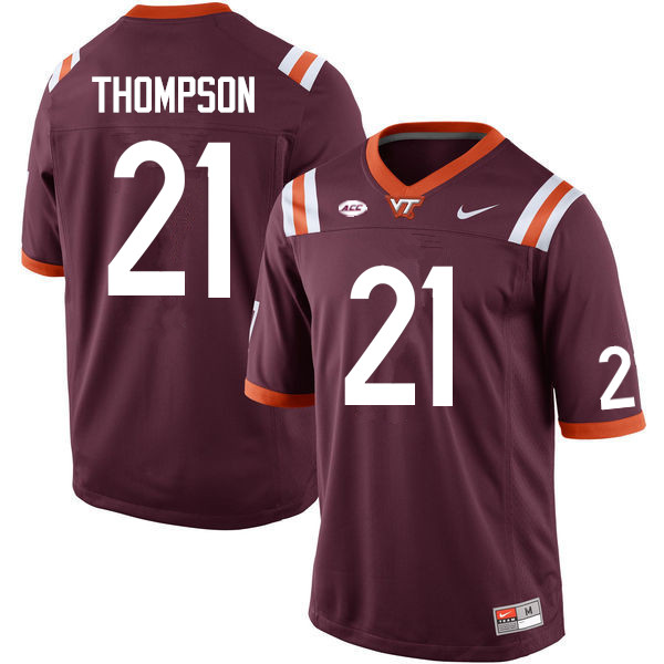Men #21 Nadir Thompson Virginia Tech Hokies College Football Jerseys Sale-Maroon